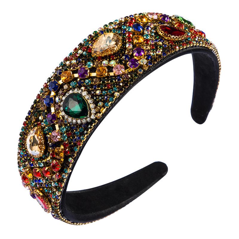 

Fashion luxury rhinestone wide hair accessories for women crystal headbands ladies street exquisite hair hoop headdress