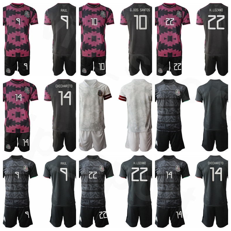

20 21 Mexico Soccer Mexican RAUL JIMENEZ Jersey Set LOZANO SANTOS CHICHARITO PIZARRO PERALTA GUARDADO MARQUEZ LAYUN Football Shirt Kits, White
