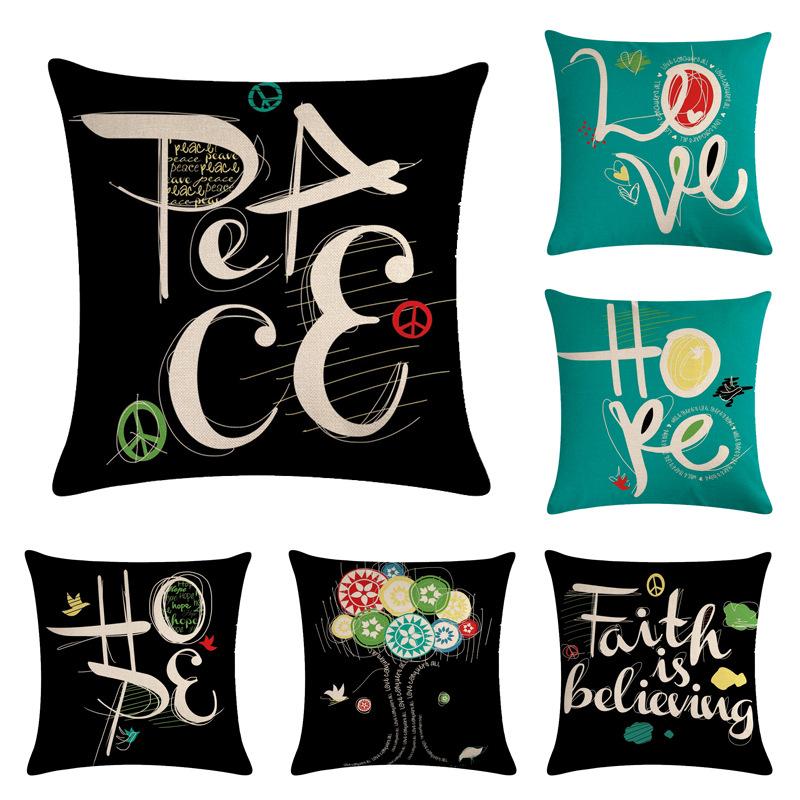 

45*45CM Love Cushion Beautiful Letter for Sofa Home Decorative Throw Pillow Case Cotton Linen Couple Pillowcase Capa Almofada