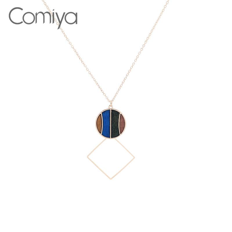 

Chains Comiya Statement Long Necklaces For Women Jewelry Resin Round Geometric Personality Accessories Necklace Feminino Bijoux Femme