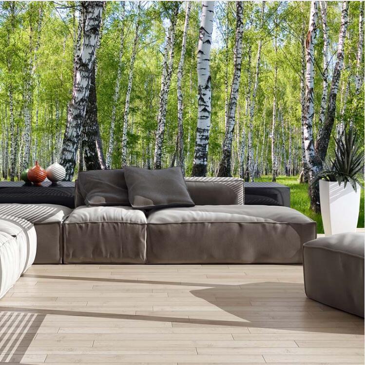 

3d nature landscape birch trees forest photo wallpaper murals for living room bedroom custom Home office wall decor Wall-papers1, Flash silver cloth