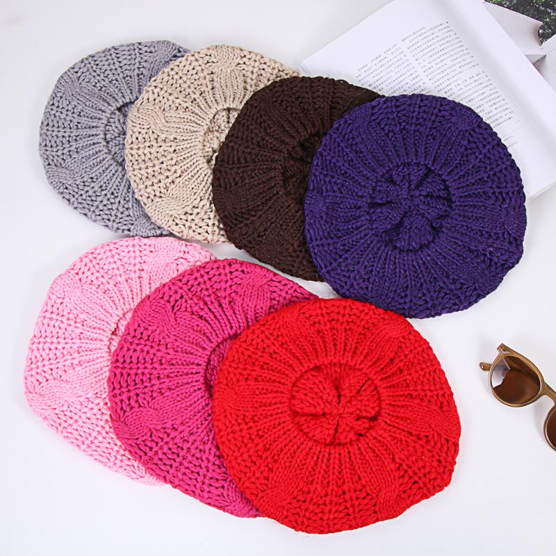 

Winter Cotton Hat All-match Beret Hat Ladies Winter Thicken Warm Elegant Knitted Wool