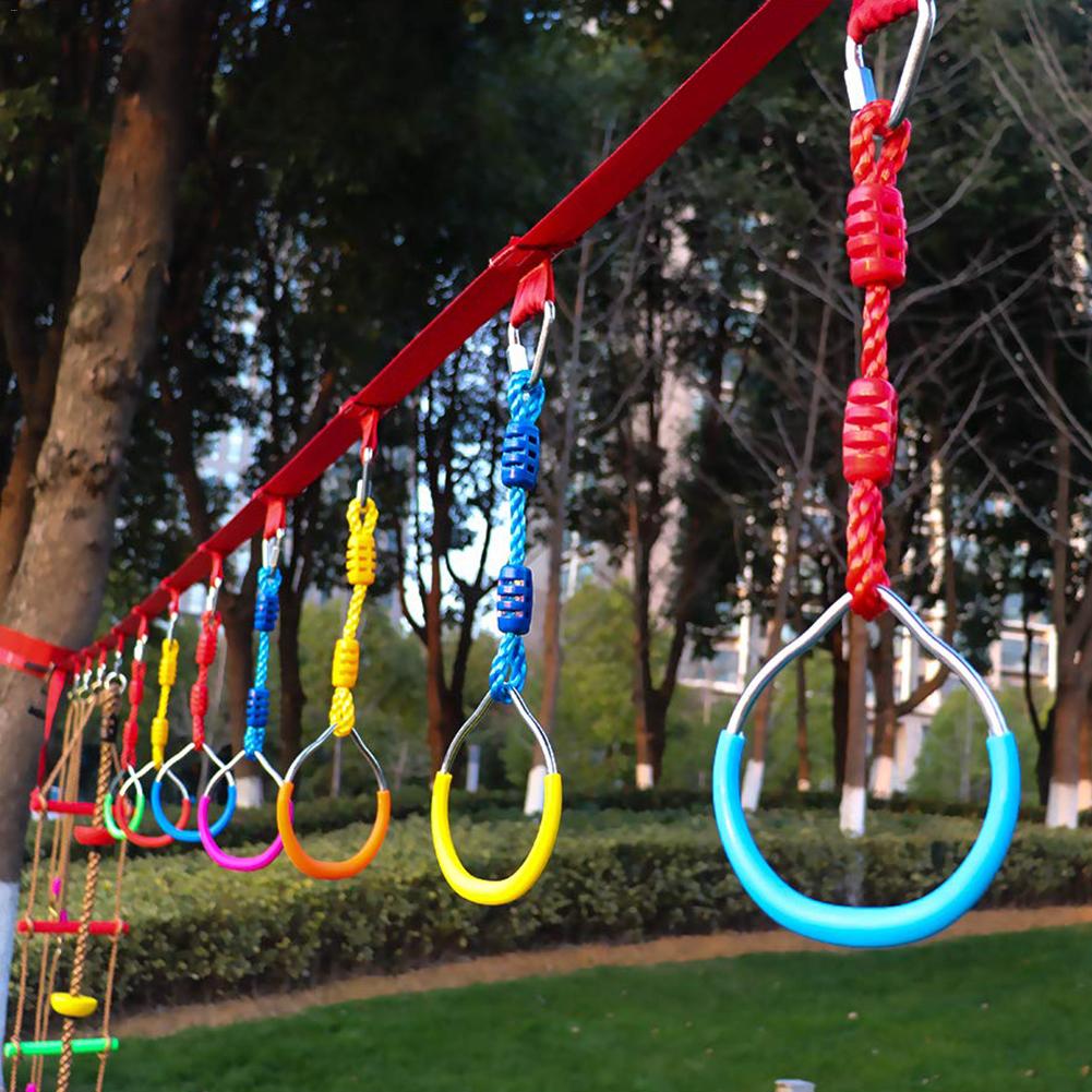 

Kids Outdoor Rings Gymnastic Ring Swing Adjustable Swing Rings Colorful Backyard Durable For Ninja Obstacle Course Kit Camping