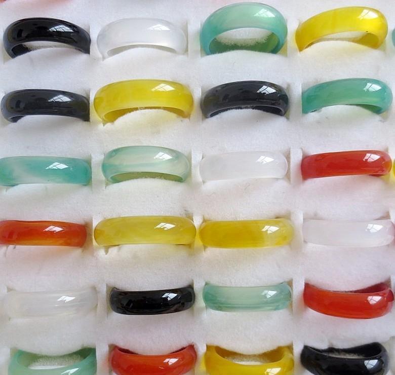 

Various Colour Natural Agate Stone Ring Width 6mm Agate Jewel Ring Jewel Hand Circle Ishining Jewelry For Women Men Ps1692 jllahLY