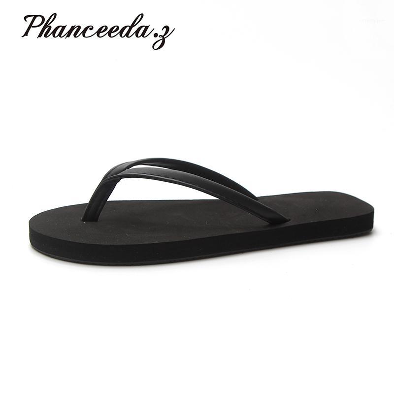 

New 2020 Casual Shoes Women Sandals Summer Style Fashion Flip Flops Quality Flats Solid Woman Slippers Size 7-101, Black width 3.4cm