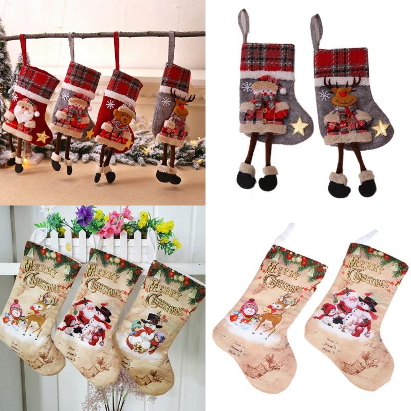

Christmas Socks Happy New Year Christmas Decor For Home Merry Ornament Xmas Gifts Elk Sonwman Santa Claus Sock New