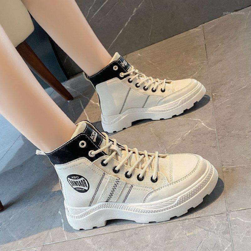 

Boots Women Flock Ankle Boot British Style Student BF Female All-match Vintage Spring Flat Lace Up Womens Leisure Trendy1, Black