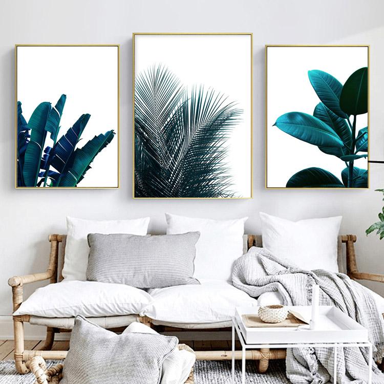 

Scandinavian Green Leaf Canvas Nordic Poster Print Tropical Plant Palm Wall Art Painting Decorative Picture Modern Home Decor