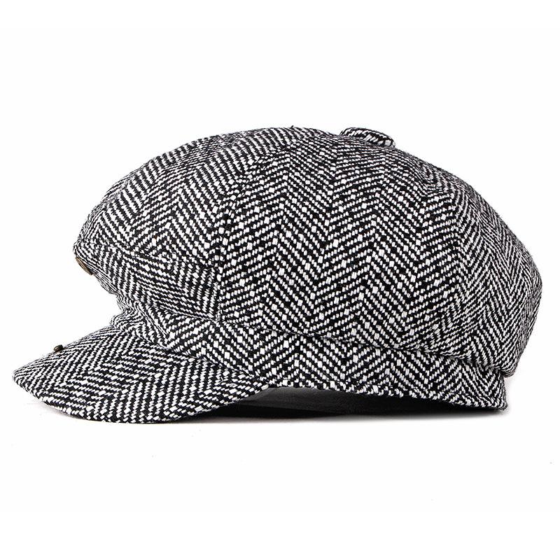 

Autumn Winter Newsboy Cap Knitted Hats for Women Vintage Female Berets Artist Painter Octagonal Cap Men Women Beret Caps, Black