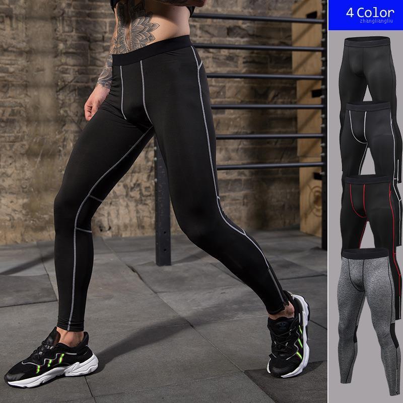 

sweatpants Pro men' sports pants zipper reflective night running workout leggings training stretch quick drying athletic pants1, Black-red line