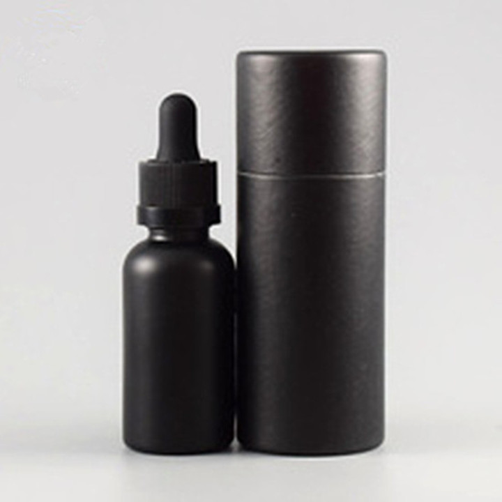 

Matte Black Boston Round 15ml 30ml 50ml 100ml Glass Tincture Oil Dropper Bottles with Black CRC Lid Black Custom Cardboard Boxes with Logo