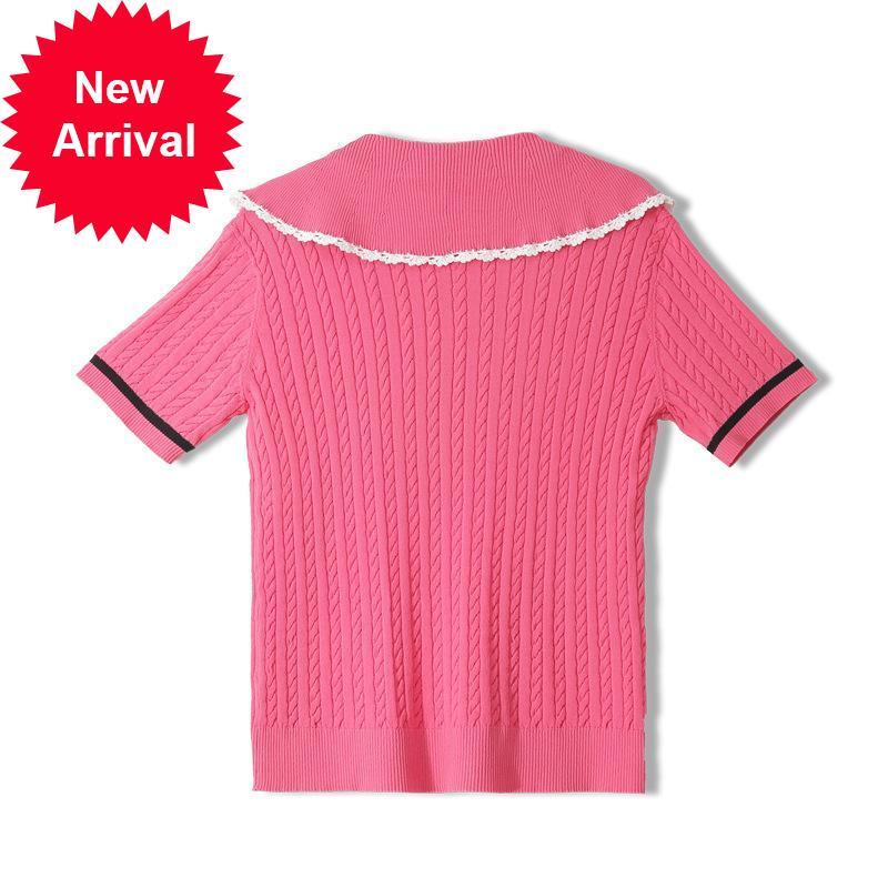 

2021 New High Quality Women Candy Lapel Red Rose Panda Embroidery Occasional Shirt O-neck Design Jumper From Chic Clothes Brand Qta3, Beige