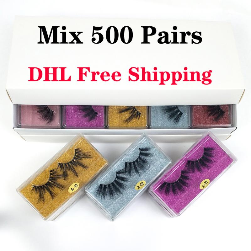 

25mm Mink Lashes Wholesale 100/300/500 Pairs False Eyelashes Thick Strip Makeup Dramatic Long 25 mm Mink Eyelashes Pack In Bulk