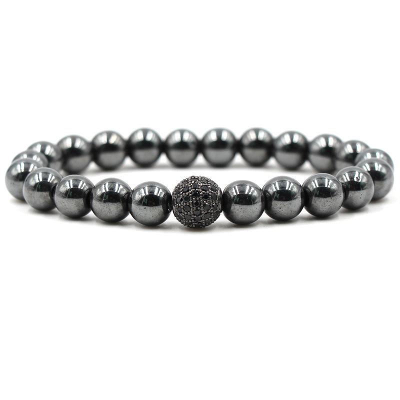 

Fashion Black CZ Ball Men Bracelet Natural Stone Matte Beads Charm Bracelets Men Jewelry Yoga pulsera hombres Jewelry
