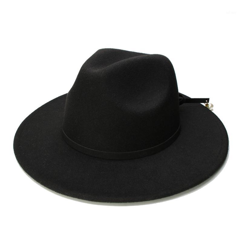 

LUCKYLIANJI Retro Kid Child Vintage 100% Wool Wide Brim Cap Fedora Panama Jazz Bowler Hat Black Rope Band (54cm/Adjusted)1