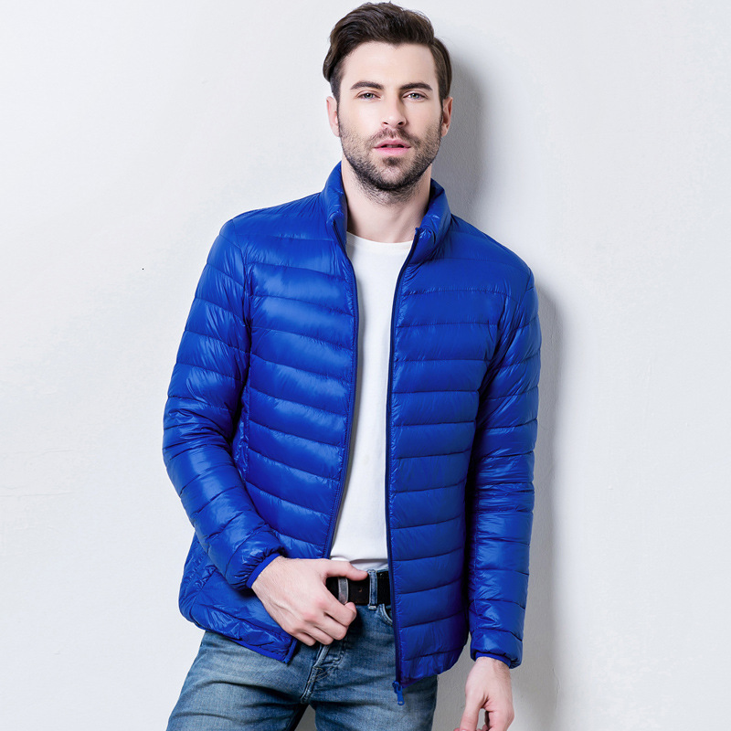 

2021 New Ultra Light Men's White Duck Thin Present Feather Casual Male Autumn Down Jacket Sxkh, Black