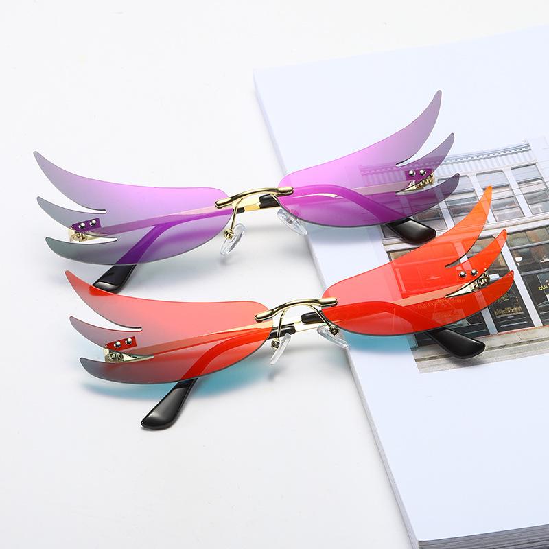 

New Fire Flame Sunglasses Women 2020 Men Rimless Sun Glasses Brand Design Hip Hop Narrow Sunglasses Party Eyewear Streetwear