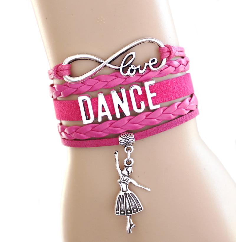 

Charm Bracelets ARRIVED Love Dance To Infinity And Beyond Bracelet Dancer Wrap Pink Black Friend Gift Suede Leather