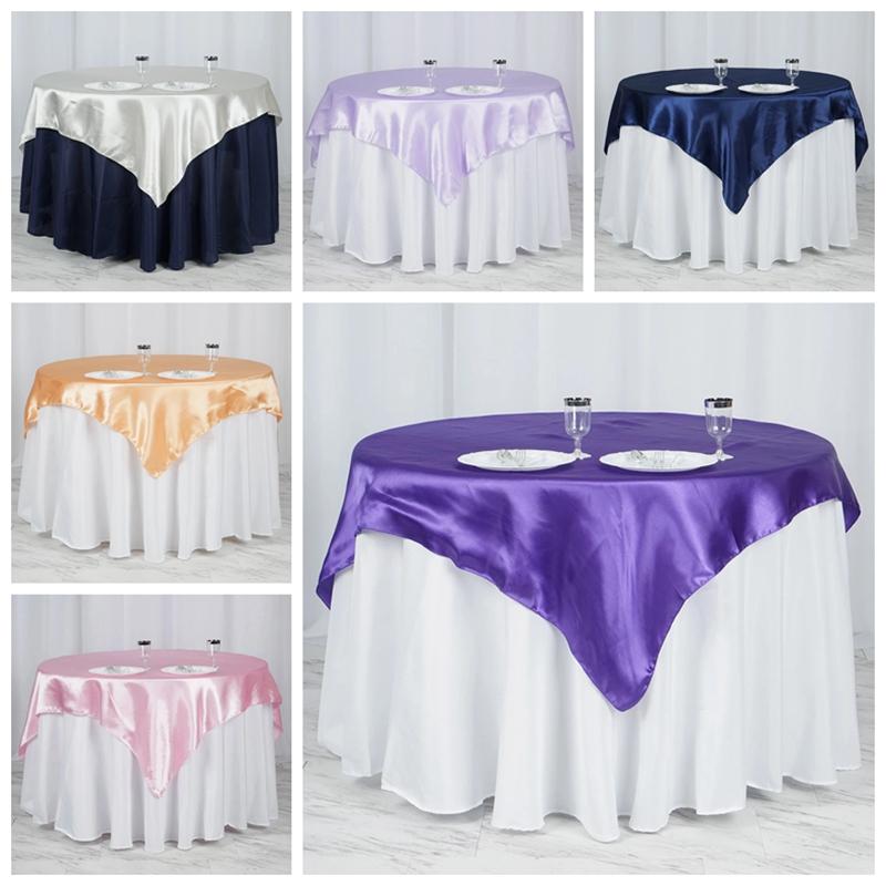 

White Black 145X145cm Satin Square Overlay Tablecloth Banquet Wedding Table Cloth For Event Party Christmas Dining Decoration, Green