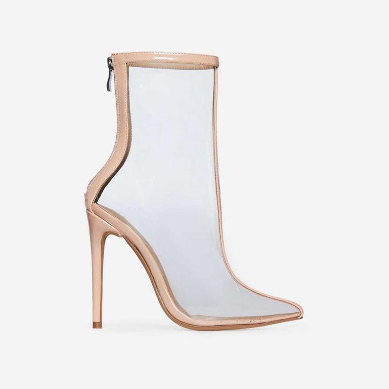 

DEAT 2021 New Spring And Summer Fashion Casual Versatile Transparent PVC Thin Heel Bare Boots Thin Heel Cool Boots Women's SH309, Blue