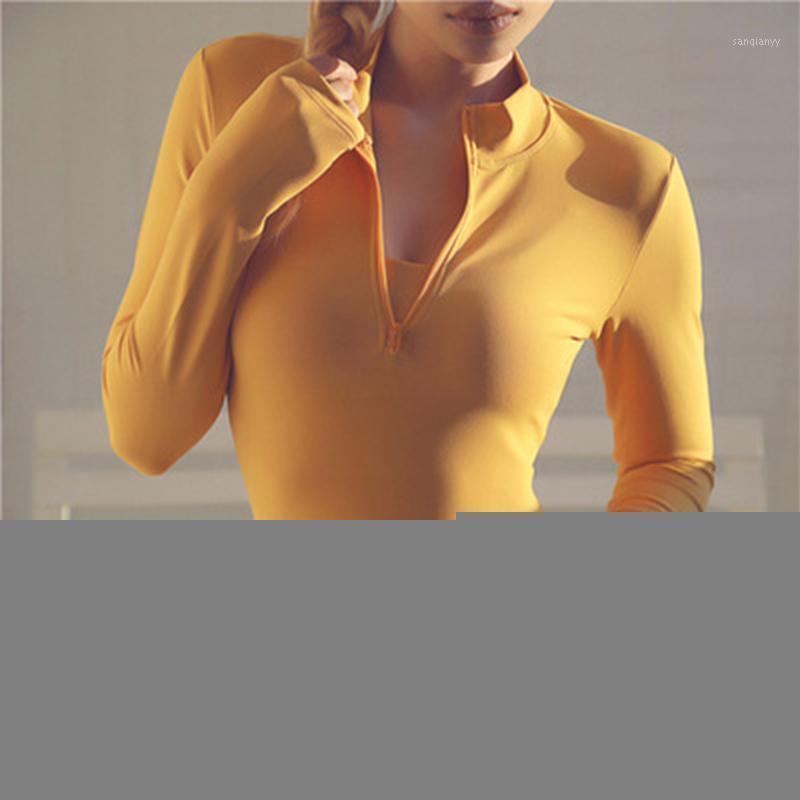 

Sexy Women Yoga Top Sport Zipper Long Sleeve Yoga Shirt With Thumb Holes Solid Quick Dry Breathable Gym Fitness Shirt1, Blue