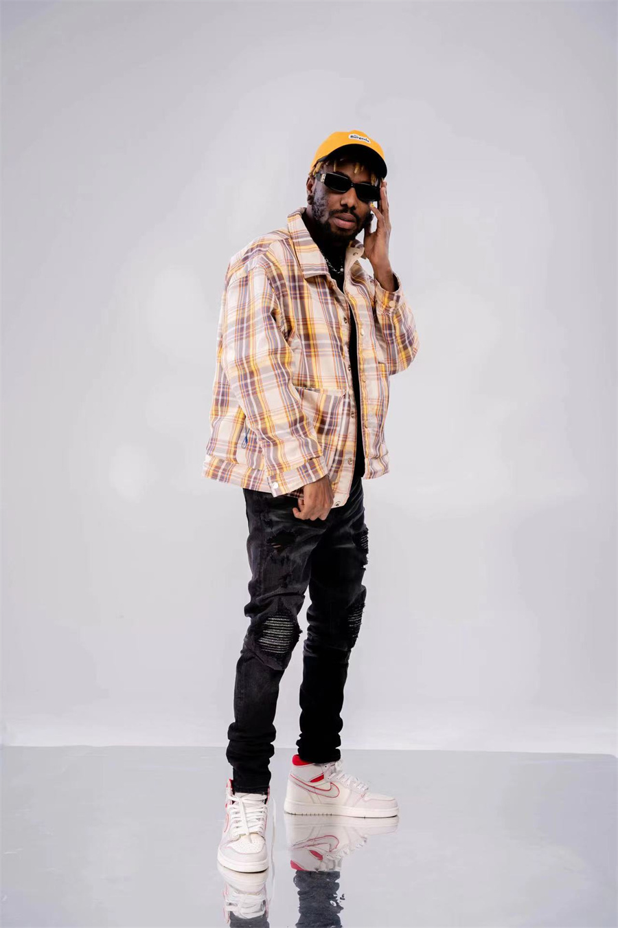 

Men Skinny Washed Ripped Jeans Cutting Hole Black Long Pencil Pants Casual Slim-cut Trousers Hip Hop Denim, As picture show