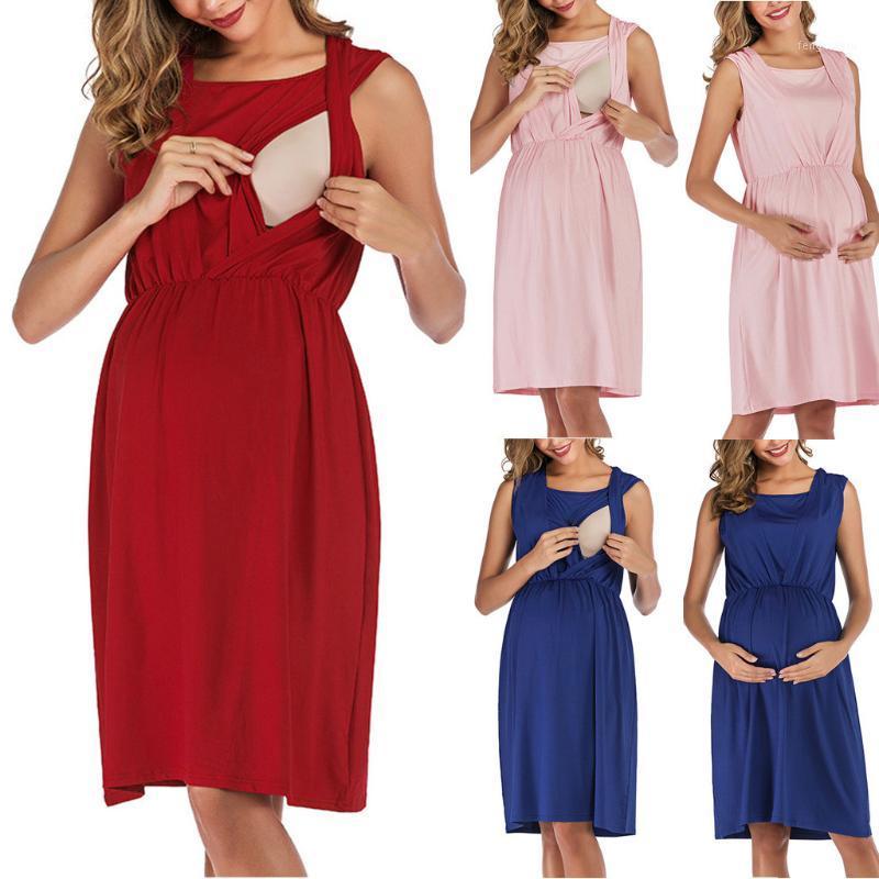 

Maternity Dresses Pregnancy Dress Women Maternity Fashion Backless Short Sleeveless Dress Vestido Pregnancy Clothes1, Pink