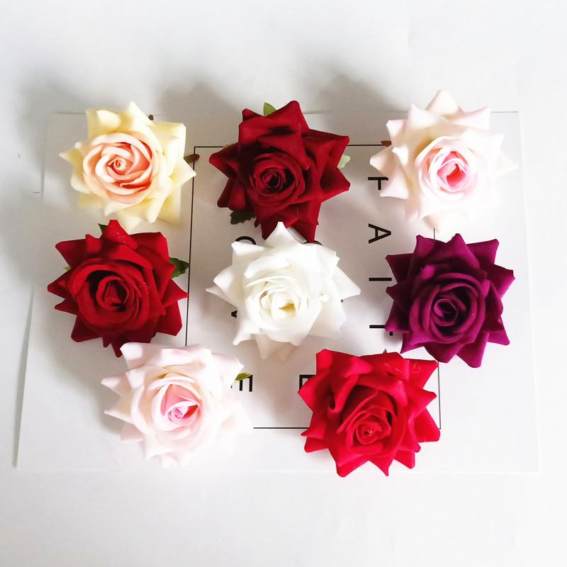 

SMARIHAS 5PCS simulation flower velvet rose flower suitable for wedding decoration gift box scrapbooking, Burgundy