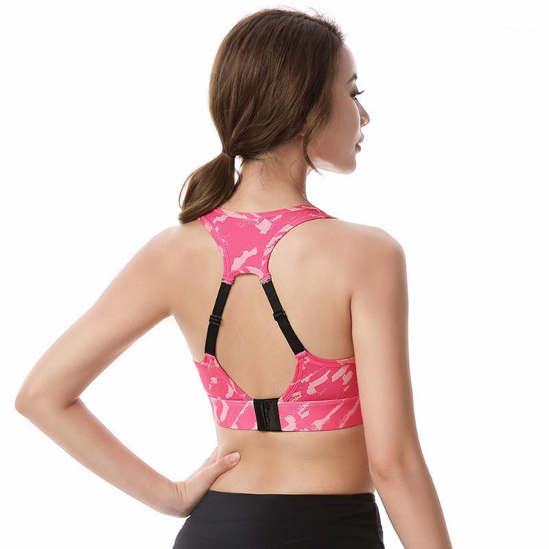 

Plus Size XXXL Push Up Sports Bra Women Adjustable Back Buckle Nylon Print Yoga Underwear Gym Bra Workout Crop Top For Fitness1, Black