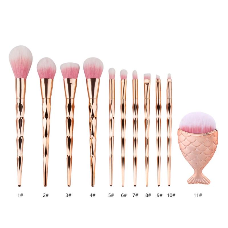 

1Pcs Diamond Makeup Brush Set Big Fish Tail Foundation Powder Blush Brushs 20x2.0x1.4cm New Fashion Design Makeup Blending Brush