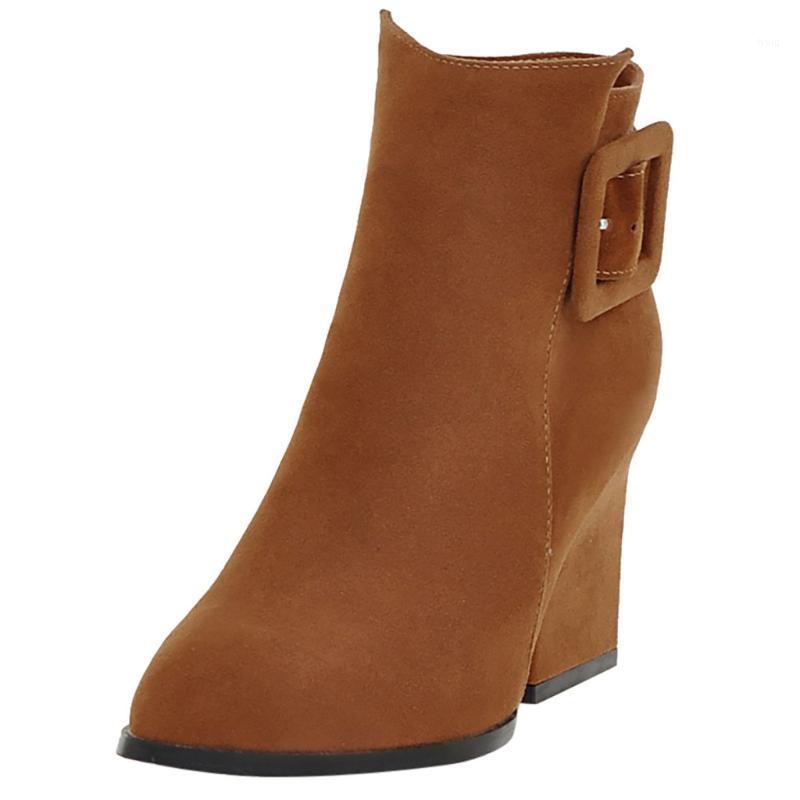 

SAGACE Women's boots England style flannel velvet stretch boots solid color pointed zipper thick with retro 20201, Army green