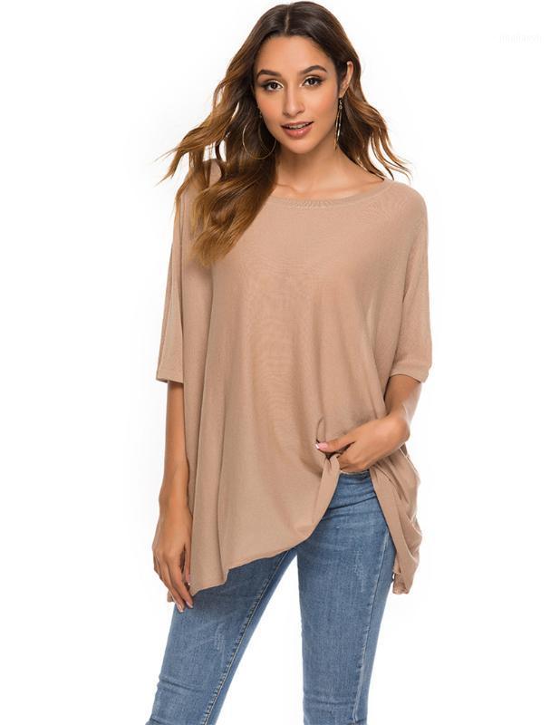 

New Women's Off Shoulder Batwing Short Sleeve Thin Silk Knit Tops Off Shoulder Oversized Pullover Sweater1, Khaki