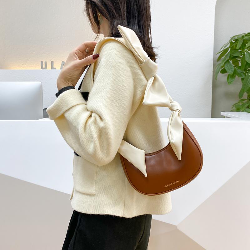 

Youth Ladies Simple Versatile Bag Hit Color Leather Shoulder Bag Women Retro Hobos Totes Female Bow Strap Handbags, Black