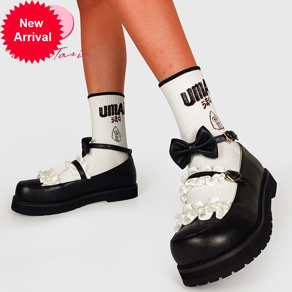 

2021 The New New Ladies Mary Janes Sweet Lolita Jk Cosplay Girly Apartments Bowknot Women's Shoes, Black