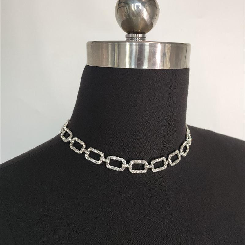 

NIUYITONG Women's Crystal Necklace Jewelry Simple Shiny Collar Choker Silver Color Chain