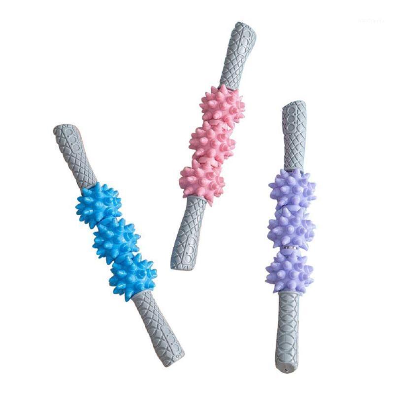 

3 Spicky Ball Yoga Stick Roller Muscle Relax Massage Fascia Rolling Sticks Full Body Pain Relief Yoga Tool Fitness Blocks1, Blue