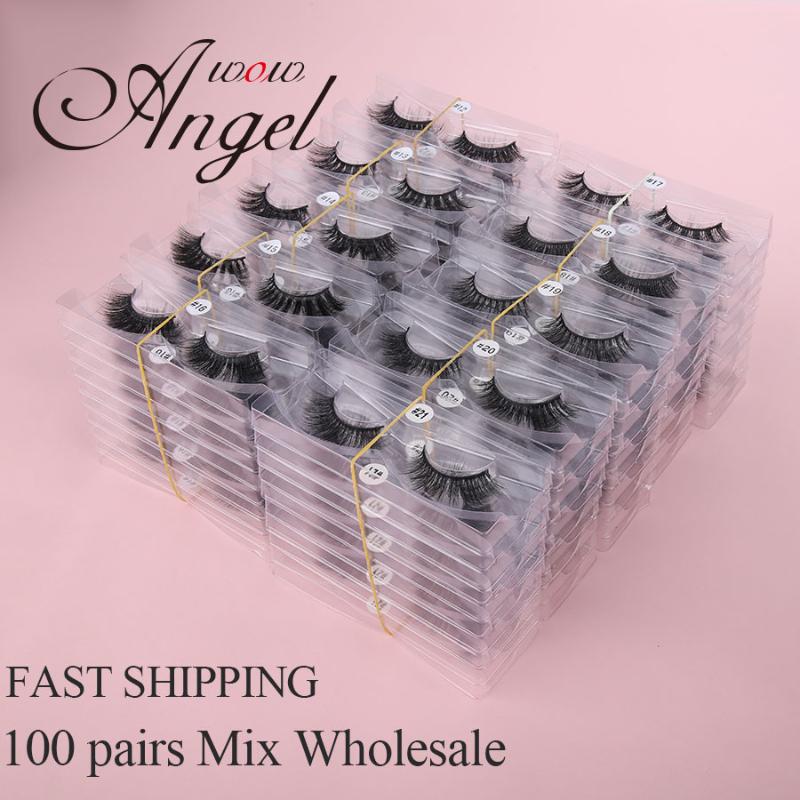 

Faux Mink Lashes Wholesale 100 Pairs 3D Mink Lashes Make Up Extension For Beauty Natural Eyelashes Silk Bulk