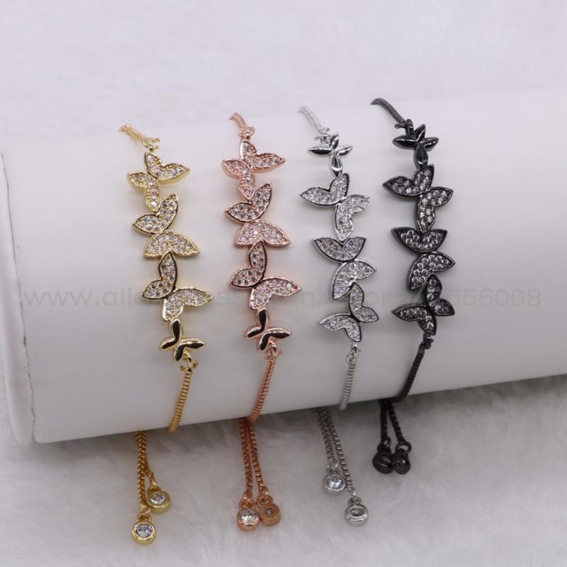 

High quality Butterflies Charm bracelet adjustable Party dress up bracelet bangle Mix color metal Gems jewelry fashion 2020
