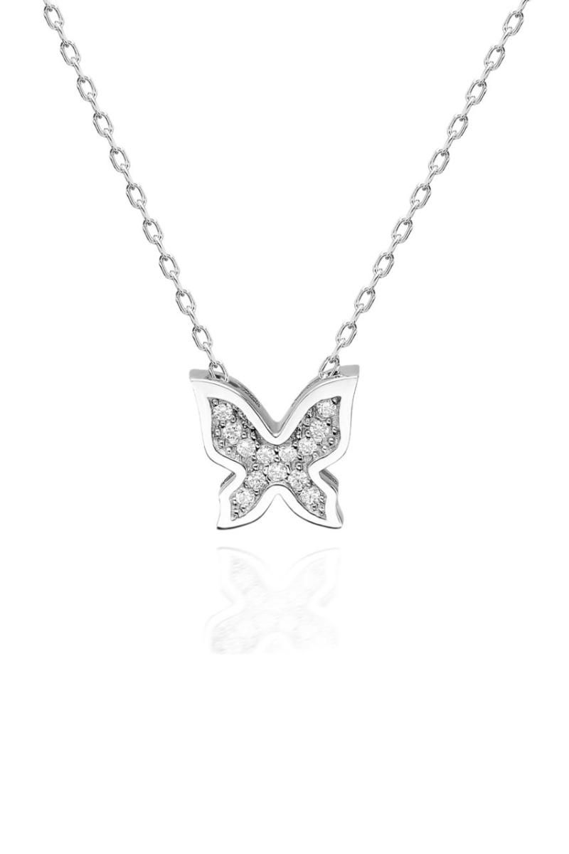 

Certified Stone Butterfly 925 Silver Necklace