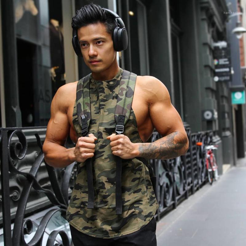 

Men's Compression Muscle Summer New Loose Vest Men's Sports Tank Top Gym Fitness Top Running Training Camouflage Quick Dry Vest1, White