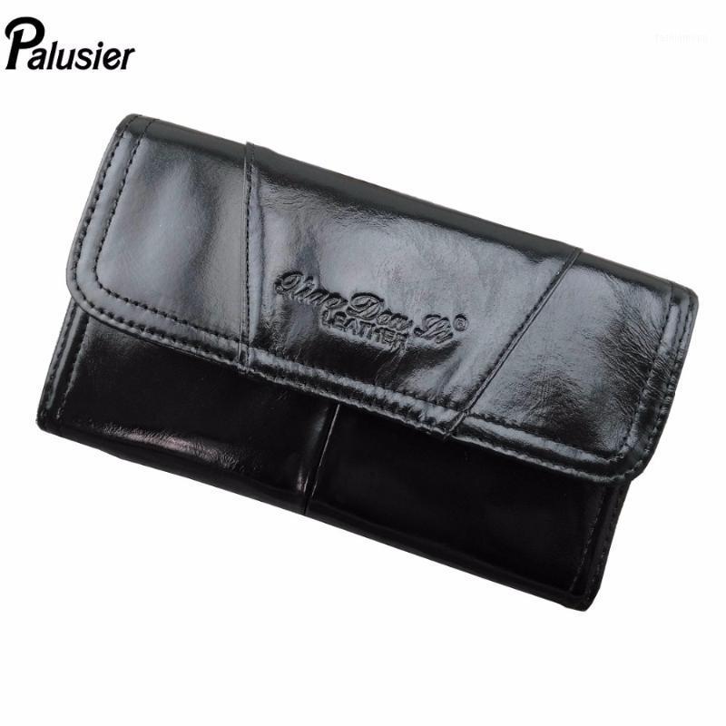 

New Fashion Men Genuine Leather Waist Pack Casual Oil Wax Cowhide Wallet Belt Loops Hip Bum Bag Purse Phone Pouch1, Black