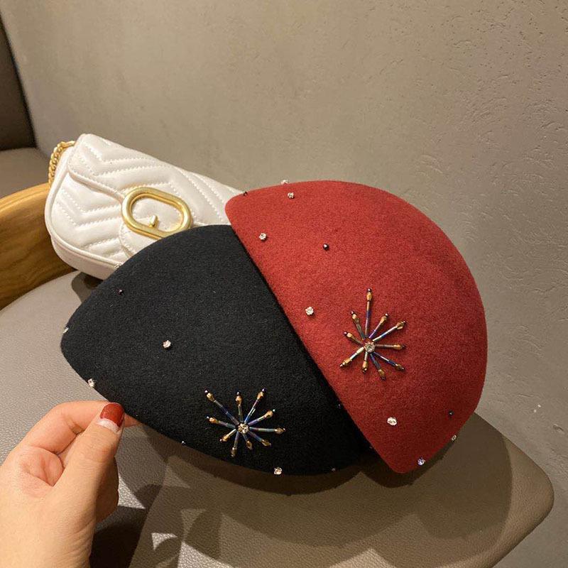 

Hat Woman Autumn Winter Woolen Beret, Black