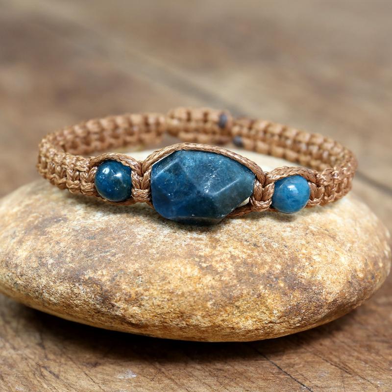 

Natural Stone Apatite Bracelet Women Men Handmade Jewelry String Braided Bracelet Friendship Charm Yoga Healing Energy