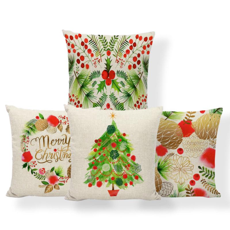

Fun Happy Pillowcase Cartoon Green Christmas Tree Garland Pillow Pillow Bedroom Linen Small Decoration Christmas Cushion Cover
