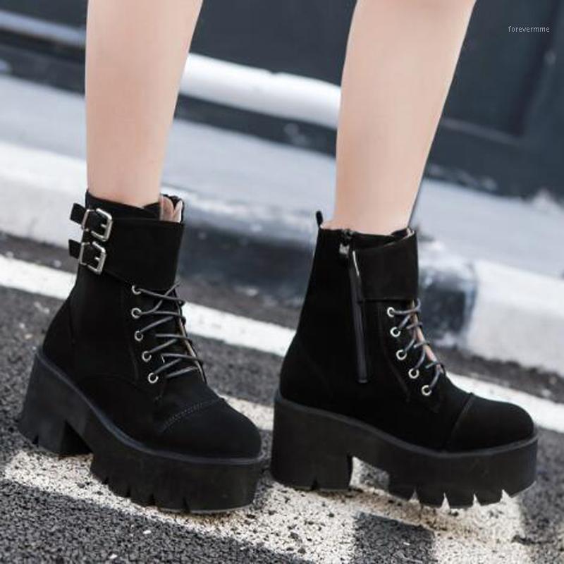 

black womens combat boots platform boots High Heel winter shoes motorcycle designer ankle waterproof snow LJA71-11