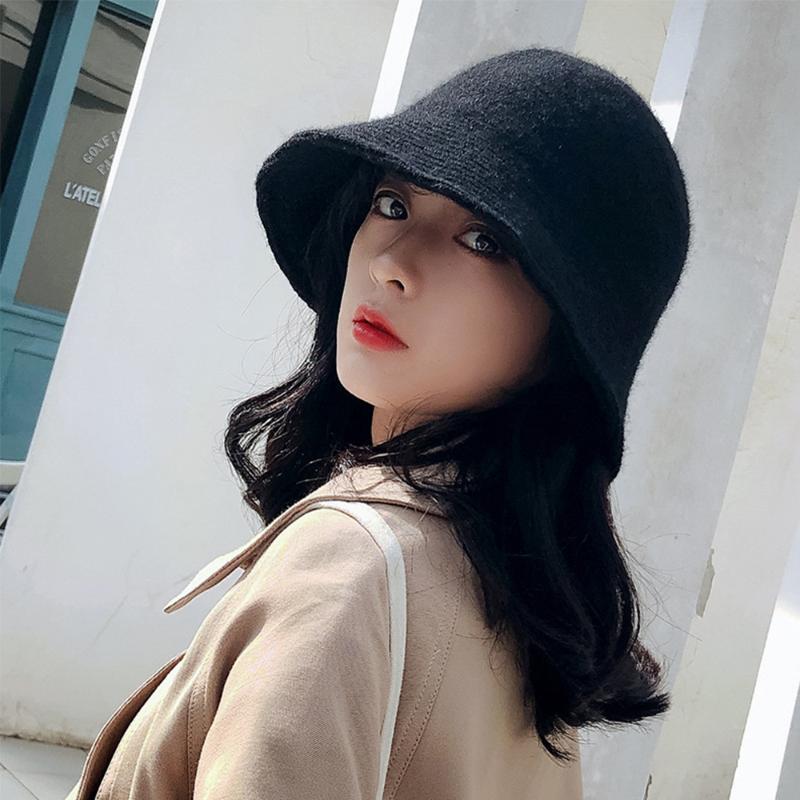 

Fashion Panama Warm Winter Women's Bucket Hat For Teens Felt Wool Hat For Girls Autumn And Winter Fur Black Hip Hop Cap