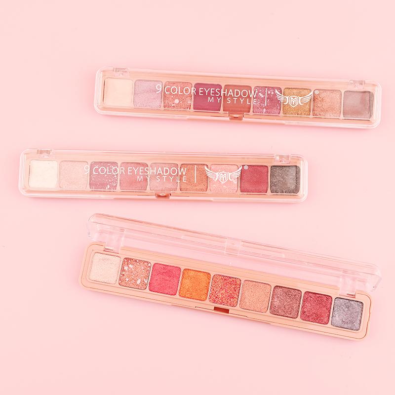 

9 Colors Pumpkin Eye Shaodow Makeup Palette Pearl Shimmer Eyeshaodw Matte Glitter Smooth Easy To Color Eye Shadow TSLM1, Light grey