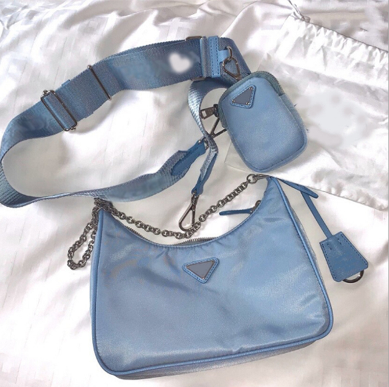 

Crossbody Messenger Bag Women Nylon Hobo Canvas Bag Plain Color with Fashion Versatile Style 3-piece set Zipper Chain Luxurys Designers Bag