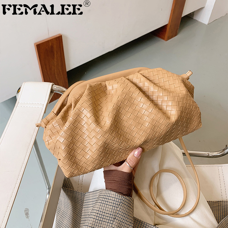 

Women Retro Wrinkled Hobos Bags Fashion Designer Cloud Underarm Handbags Trendy Knitting Solid Color Crossbody Shopping Purses Q1208