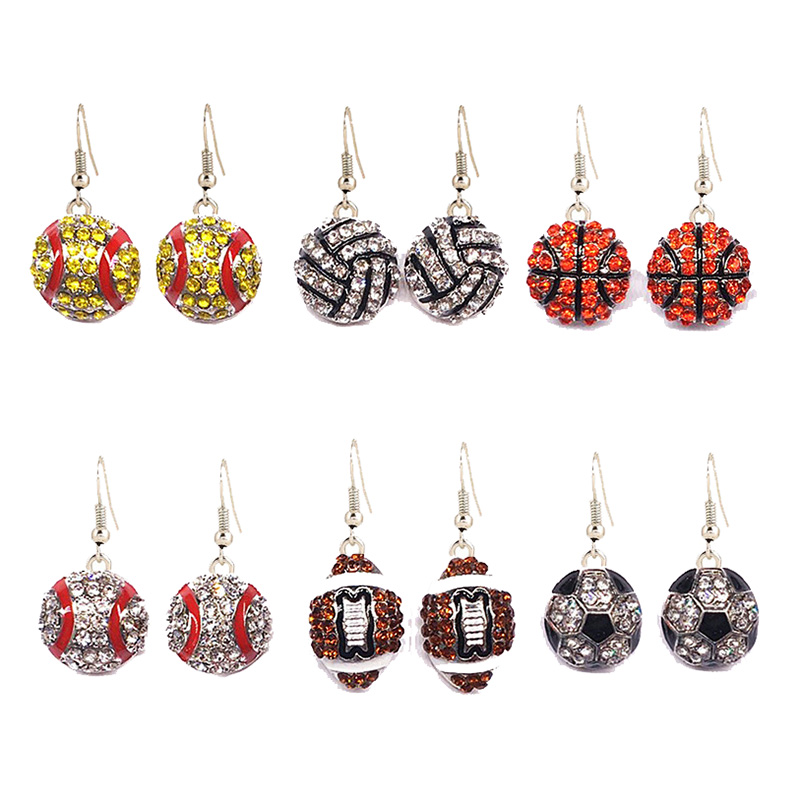 

Fashion Sport Softball Baseball Earrings Chandelier Stud Crystal Rhinestone Post Silver Bling Yellow Fastpitch With Retail Packaging
